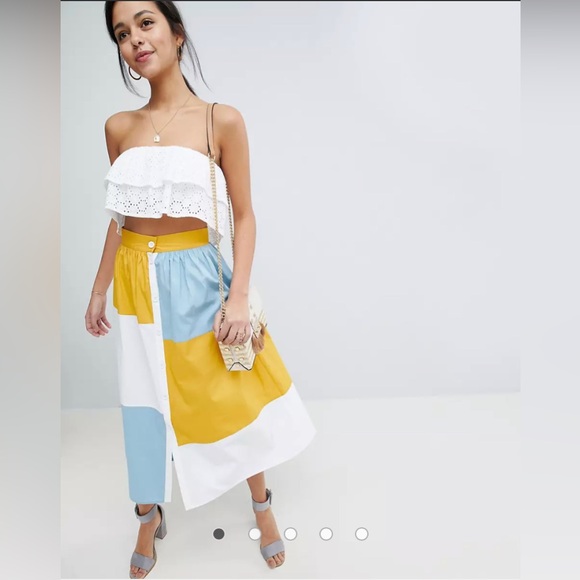 ASOS Color block midi skirt NWT - Picture 4 of 12